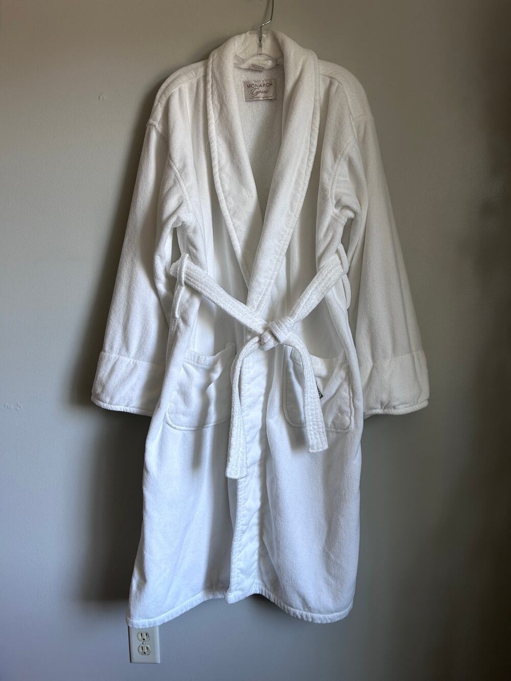 Monarch Cypress White Cotton Terry Cloth Thick Full Length Long Sleeve Robe OS